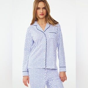 Roller Rabbit Hearts Long Sleeve Polo PJ top , sz : XS